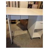 Folding White Rolling Craft Table and Black Rolling Tote Bag