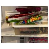 Large Assortment of Crafting and Knitting Supplies, Storage Bins Included