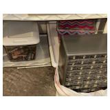 Large Assortment of Crafting and Knitting Supplies, Storage Bins Included