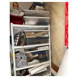 Collection of Assorted Craft Supplies in Storage Bins