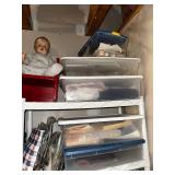 Collection of Assorted Craft Supplies in Storage Bins