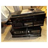 Lot of VHS Player, DVD Player, Stereo Amplifier, and Double Cassette Deck