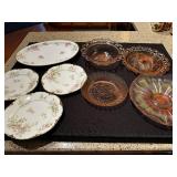 Set of Haviland Limoges Plates and Vintage Glass Bowls