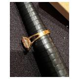 Leslie Linsley Nantucket Goldtone Ring with Clear Square Stone