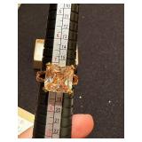 Leslie Linsley Nantucket Goldtone Ring with Clear Square Stone