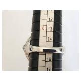 Exquisite Large Oval-Cut Gemstone Ring with Intricate Silver Filigree Setting