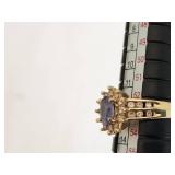 10k Gold Ring with Purple Stone and Likely Diamond Accents