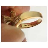 14k Gold Ring with Marquise-Cut Diamond and Accent Stones (Likely Diamonds)