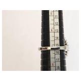 Stunning Oval Sunstone and Garnet Silver Ring - Size 7