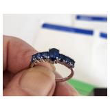 Sterling Silver Ring with Sapphires - Size 9