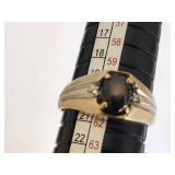 10K Magic Glo Gold Ring with Possibly a Brown or Grey Sapphire and Diamond Accents