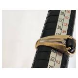 10K Magic Glo Gold Ring with Possibly a Brown or Grey Sapphire and Diamond Accents