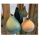 Collection of Iridescent Glass Plates and Decorative Ceramic Vases