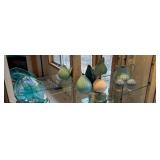 Collection of Iridescent Glass Plates and Decorative Ceramic Vases