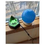 Set of 2 Unique Light Fixtures: Crystal Prism Lamp and Frosted Orb Lamp