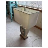 Seaside-Themed Table Lamp with Fish Motif and Rectangular Shade