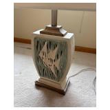 Seaside-Themed Table Lamp with Fish Motif and Rectangular Shade