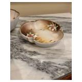 Pair of Antique Floral Porcelain Bowls with Footed Base