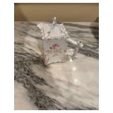 Antique Floral Porcelain Sugar Bowl and Serving Dish Set