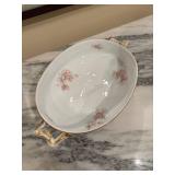 Antique Floral Porcelain Sugar Bowl and Serving Dish Set
