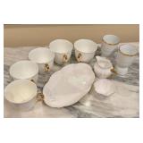 Set of 10 Fine Bone China Tea Cups and Accessories by Shelley, England