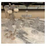 Collection of Crystal Nativity Figurines and Star Ornament