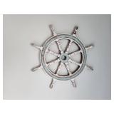 Nautical Wall Decor Set with Ship Wheel, Oar, and Seahorse
