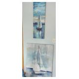 Set of 2 Nautical Sailboat Paintings