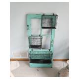 Rustic Vintage-Style Organizer with Wire Baskets