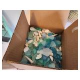 Decorative Wicker Vase, Sea Glass, and Shell Decor Set