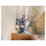 Decorative Wicker Vase, Sea Glass, and Shell Decor Set