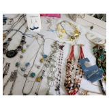 Assorted Collection of Necklaces and Bracelets with Jewelry Organizer