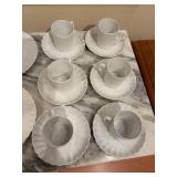 Porcelain Dinnerware Set by Porsgrund Norway - 6 Cups, Saucers, and Plates