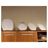 Set of 4 White Ornate Ceramic Serving Platters