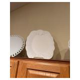 Set of 4 White Ornate Ceramic Serving Platters