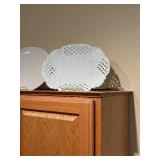 Set of 4 White Ornate Ceramic Serving Platters