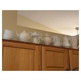 Collection of 7 White Porcelain Pitchers and Teapots