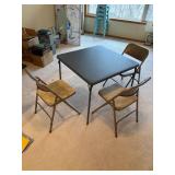 Folding Card Table with 3 Metal Chairs Set
