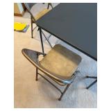 Folding Card Table with 3 Metal Chairs Set