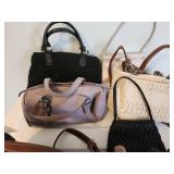 Collection of 5 Handbags with Red Bucket Hat and Sunglasses