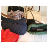 Collection of 5 Handbags with Red Bucket Hat and Sunglasses