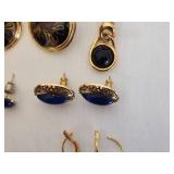 Set of 9 Pairs of Vintage Earrings with Various Designs