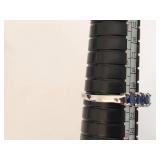 Silver Ring with Three Blue Stones, Size 8.75