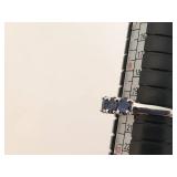 Silver Ring with Three Blue Stones, Size 8.75