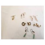 Collection of 5 Pairs of Vintage Earrings with Pearls and Stones