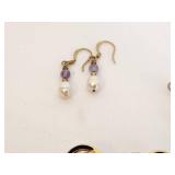 Collection of 5 Pairs of Vintage Earrings with Pearls and Stones