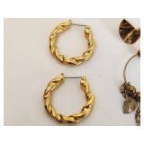 Collection of 4 Pairs of Gold and Brass Earrings