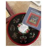 Christmas Decor Set with Tin, Frame, and Quilt Squares