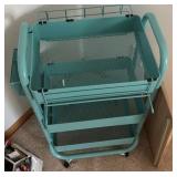Teal Rolling Craft Cart with Detachable Wooden Top