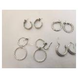 Collection of 4 Pairs of Silver Tone Hoop Earrings